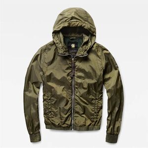 G star Raw Aeronotic Meefic Hooded Overshirt Womens Large Green Lightweight $190